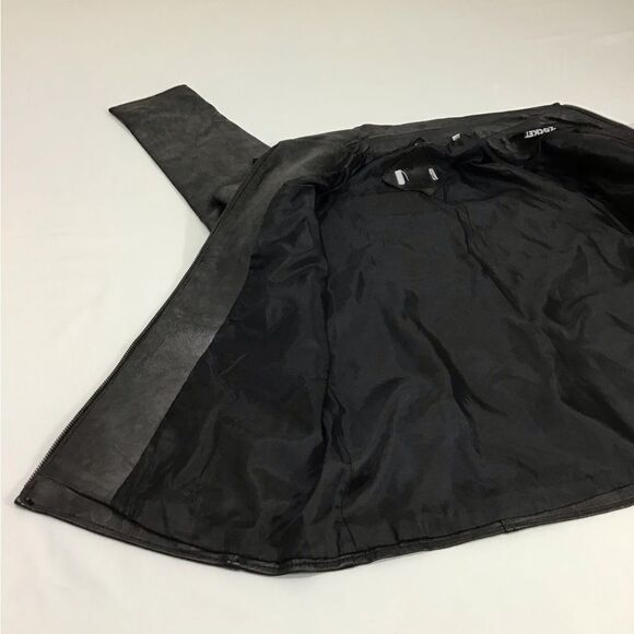 Black Leather Jacket Mercedes Logo New Size Small - Picture 15 of 16